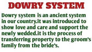 Essay on Dowry system  essay on Dowry system in English  Dowry system  essay writing [upl. by Maram]