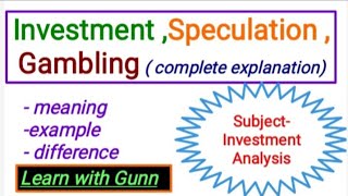 Investment speculation gambling Difference between investment speculation gambling in hindi [upl. by Stutman830]