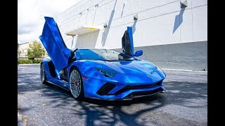 Lamborghini Aventador S Blue BEST Start Up Sound Interior Exterior at Lamborghini Miami [upl. by Gnort978]