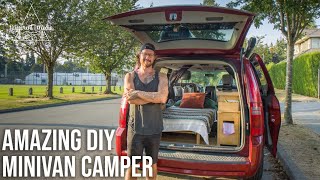 Man lives Fulltime in a Minivan  Ingenious DIY Build has everything he needs [upl. by Aratihc]