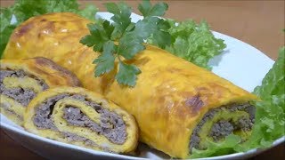 Rollè Omelette Farcito  Rolled Omelette Stuffed  Secondi di carne  Ricetta Facile [upl. by Acimak273]