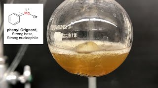 Grignard Reaction Experiment Part 2 Forming Phenylmagnesium Bromide [upl. by Kcaz]