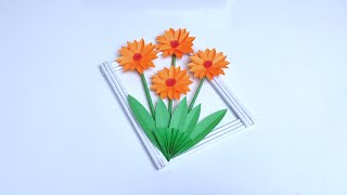 This will teach you how to make  Beautiful Paper Flower wall hanging  Easy Paper crafts [upl. by Eilitan]