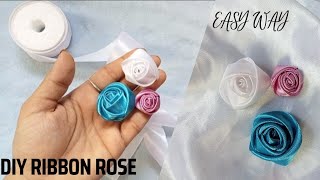 DIY Satin Ribbon Rose Flowers How to make ribbon rose  Ribbon hacks Ribbon decoration ideas [upl. by Clorinde]