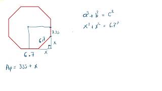 Calcular apotema de un octágono con teorema de Pitágoras [upl. by Akiram]