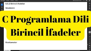 C Programlama Dili Birincil İfadeler [upl. by Zined]