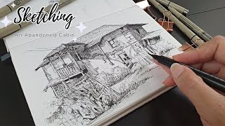 Pen amp Ink Drawing 41  Sketching An Abandoned Cabin [upl. by Ramhaj]