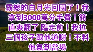 霸總的白月光回國了！我拿到3000萬分手費！簡直爽翻了 臨走前！我拉三個孩子跟他道謝！不料他氣到當場 [upl. by Ellednahs]