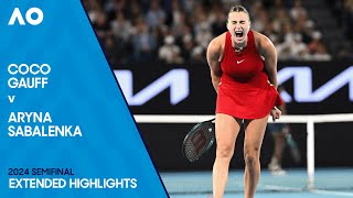 Coco Gauff v Aryna Sabalenka Extended Highlights  Australian Open 2024 Semifinal [upl. by Anahsed746]