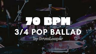 70 BPM 3⁄4 Pop Ballad Drum Loop  Practice Tool  Free Download [upl. by Milton739]