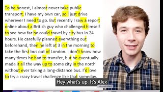 American English Connected Reading ｜IELTS Speaking Describe a trip you took by public transport [upl. by Bornstein]