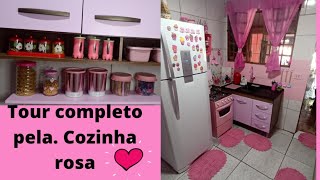 tour completo pela minha cozinha rosa fofurenta🏡 [upl. by Ewald142]