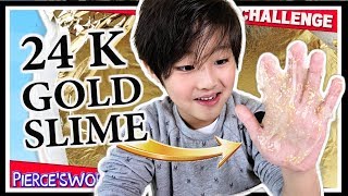 Elmers glue recipe GOLD LEAF SLIME pressing mixing random things in slime [upl. by Atelokin]