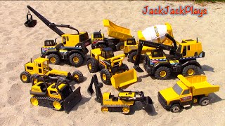 Playing with Diggers Outside Toy Construction Trucks for Kids  JackJackPlays [upl. by Dallon]