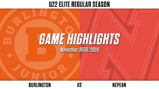 Game Highlights Burlington Jr Barracudas vs Nepean Jr Wildcats [upl. by Nirtak]