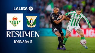 📹 RESUMEN Real Betis Balompié 20 CD Leganés  J5  LALIGA [upl. by Elahcar]