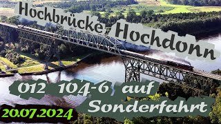 ◄MARSCHBAHN► 012 1046 auf der Hochbrücke Hochdonn bei einer Sonderfahrt von Hamburg nach Sylt [upl. by Hewett432]