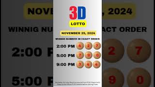 PCSO LOTTO RESULT TODAY NOVEMBER 25 2024 645 6552D3D4D Lotto lottoresulttoday PCSO [upl. by Bedelia10]