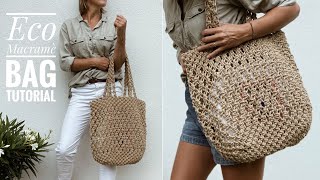 DIY Macrame Eco BagHow To Make A Macrame BagStep By StepTorba ze sznurkaTorba Z Makramy [upl. by Early318]