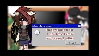 Creepypastas react to Afton Family 25 EvanCC Afton [upl. by Bouldon448]