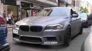 BMW HAMANN M5 F10 AKRAPOVIC EXHAUST SOUNDS IN LONDON [upl. by Stent363]