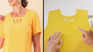 How to cut collar neck cutting and stitching Quickly and easily Placket neck design [upl. by Collis]