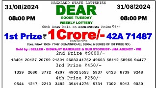 🔴 Evening 0800 PM Dear Nagaland State Live Lottery Result Today ll Date31082024 ll [upl. by Gosnell]