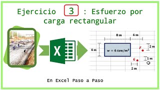 Esfuerzo por carga rectangular ejercicio 3  Excel paso a paso [upl. by Cozza]