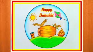 Baisakhi Drawing Baisakhi Festival Drawing Happy Baisakhi Drawing Easy Baisakhi Poster Drawing [upl. by Philender]