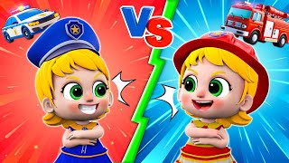 Police Girl vs Fire Girl Song 🚓🚒🚑  Super Rescue Kid  NEW✨ Nursery Rhymes For Baby [upl. by Eesdnyl47]