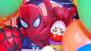 Spiderman Italiano Uova Pongo Play doh Kinder sorpresa Palloncini con sorpresa [upl. by Sullecram666]