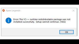 Fix Origin GamesApex Legends Error VC Runtime Redistributable Package Not Installed Successfully [upl. by Solracsiul]