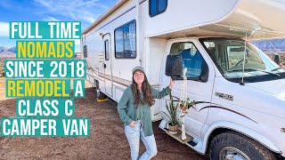 Tour Our Completely Remodeled Class C Camper Van  Full Time RV Tiny Home on the Road [upl. by Norrag]