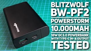 BlitzWolf BWPF2 PowerStorm 10000mAh 18W QC30 powerbank with TypeC in amp output tested [upl. by Enilrae509]