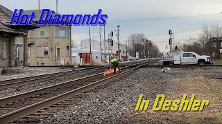 A destroyed diamond on mainline 2 in Deshler Ohio and of course the trains [upl. by Ainavi956]