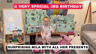 A VERY SPECIAL 3rd BIRTHDAY MORNING 🥰 SURPRISING MILA WITH ALL HER PRESENTS [upl. by Ytirev]