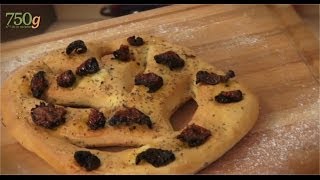 Recette de Fougasse aux tomates séchées  750g [upl. by Wandis]