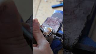 Making silver cuff bracelet with dendritic agate silversmith jewelry jewellerymaker handmade [upl. by Bywoods]