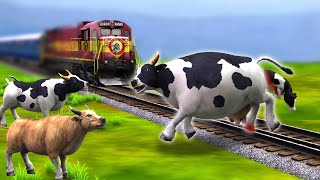 गर्भवती गाय माँ बच्चा और ट्रेन Train Crossing Pregnant Cow and Baby Story Moral Stories in Hindi [upl. by Lydnek]