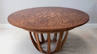 Expanding Circular Dining Table in Brown Oak Burr [upl. by Mikes]