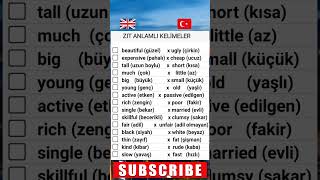 İngilizce Zıt Anlamlı Kelimeler Opposite Words shorts ingilizceöğreniyoruz [upl. by Nortna]