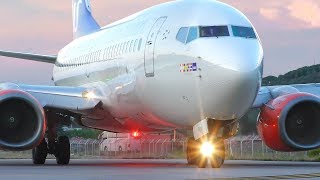 SAS Boeing 737700 CLOSE UP Takeoff at Skiathos Airport [upl. by Halvaard]