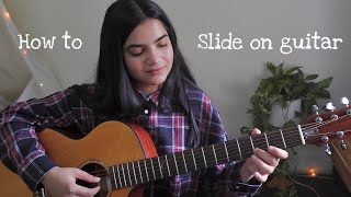 How to do slide on guitar fretboard  easy guitar lesson for beginners [upl. by Bandler200]