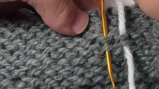 Weaving in a tail to stockinette stitch using duplicate stitch knitting tutorial [upl. by Neeli194]