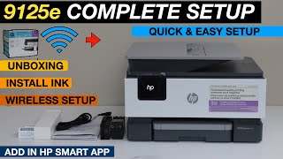 HP OfficeJet Pro 9125e Setup Install Ink Alignment Wireless Setup Copy amp Scan Review [upl. by Aneelahs]