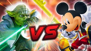 Yoda VS King Mickey 3D Fight  Epic DEATH BATTLE Animation Star Wars VS Kingdom Hearts [upl. by Adnarram]