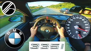 BMW 335i Cabrio E93  306 PS  Top Speed Drive German Autobahn No Speed Limit POV [upl. by Catima]