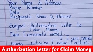 Authorization Letter to Claim Money  Authorization Letter Sample [upl. by Ardnikal]