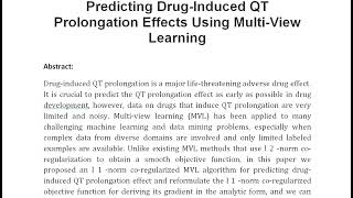 Predicting Drug Induced QT Prolongation Effects Using Multi View Learning [upl. by Lirbaj]