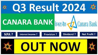 CANARA BANK Q3 results 2024  CANARA BANK results today  CANARA BANK Share News  CANARA BANK Share [upl. by Eemiaj]